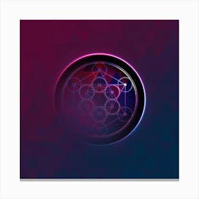 Geometric Neon Glyph on Jewel Tone Triangle Pattern 357 Canvas Print