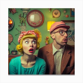 Retro Couple Canvas Print