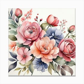 Watercolor Flowers art print Canvas Print