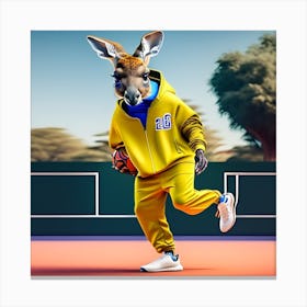 Kangaroo In A Tennis Court Canvas Print