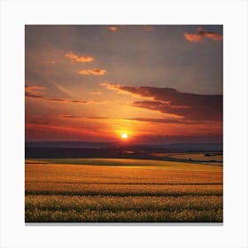 Sunset Over A Field 6 Canvas Print