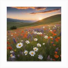 Wildflowers At Sunset 4 Canvas Print