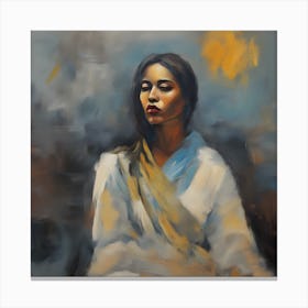 Woman In White Canvas Print