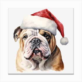 Bulldog Santa Hat 7 Canvas Print