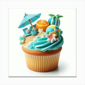 Beach Themed Cupcake 2 Canvas Print