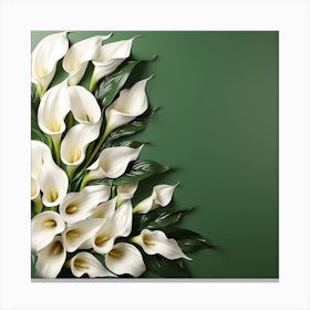 White Calla Lily On Green Background Canvas Print