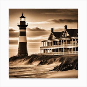 Sepia Lighthouse 3 Canvas Print