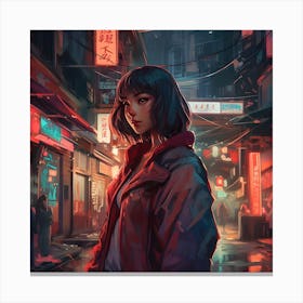 Girl In A City Canvas Print