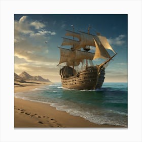 Ship In The Sand 2 Canvas Print