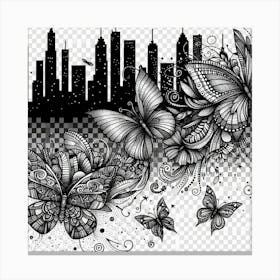 Cityscape With Butterflies Canvas Print