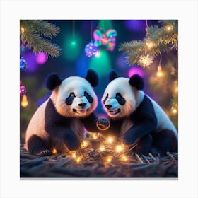 Christmas Panda Bears Canvas Print