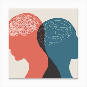 Portrait Of Two People With Brains Canvas Print