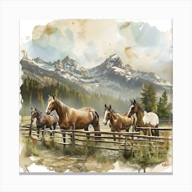 Horses In The Mountains Canvas Print