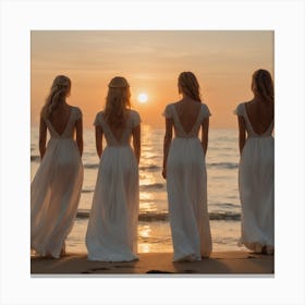 Bridesmaids At Sunset Canvas Print