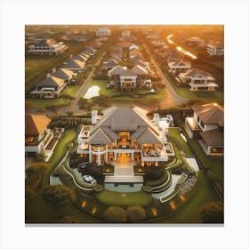 Aerial View Of A Mansion Canvas Print