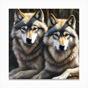 Two Wolves Canvas Print