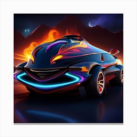 Car With Flames Canvas Print