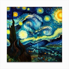 Re Imagine Van Gogh S Starry Night Painting Depicting A Magical Landscape And Night Sky In His Bold, Swirling Style Using Digital Art Tools And Techniques Canvas Print