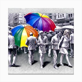 Rainbow Umbrellas Canvas Print