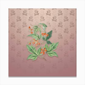Vintage Red Loasa Flower Botanical on Dusty Pink Pattern n.1007 Canvas Print