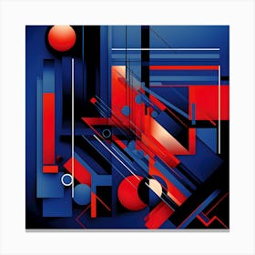 Abstract Geometric Art In Red And Blue Canvas Print