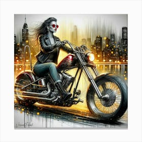 Urban Biker Babe Canvas Print
