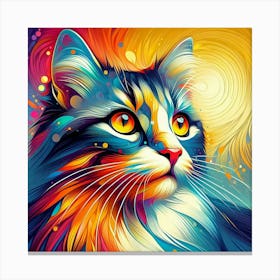 Colorful Cat Painting Canvas Print