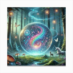 Unicorn In The Forest 2 Canvas Print