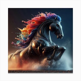 Horse With Rainbow Mane 2 Canvas Print