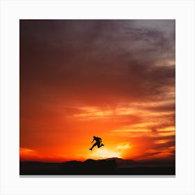 Silhouette Of A Skateboarder At Sunset Canvas Print