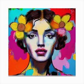 Woman With Flowers On Her Head 5 Canvas Print