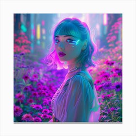 Neon Girl In The City 1 Canvas Print