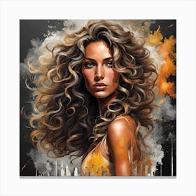 Girl With Long Curly Hair Canvas Print