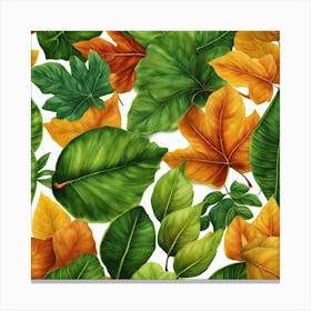 Autumn Leaves Seamless Pattern 4 Canvas Print