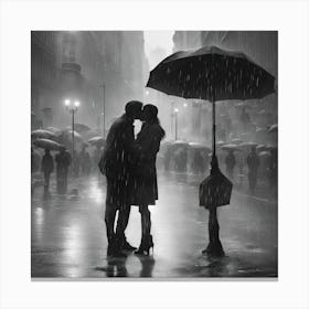 Kissing In The Rain Canvas Print