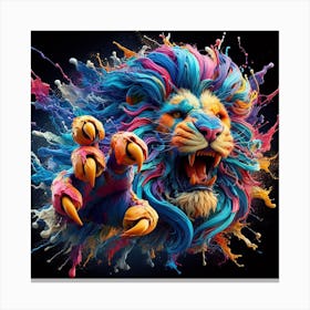 Lion With Paint Splashes Canvas Print