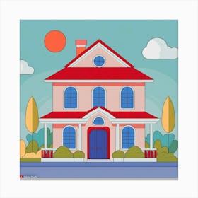 Cartoon House Vector Illustration Canvas Print