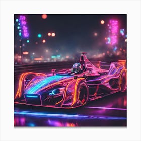 Neon Racing Car Canvas Print