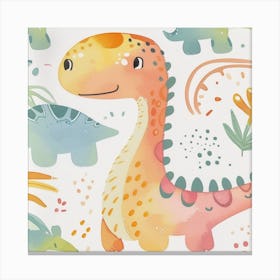 Cute Spiky Pattern Dinosaur 1 Canvas Print