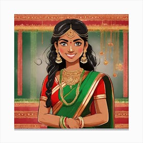 Indian Woman In Sari 5 Canvas Print