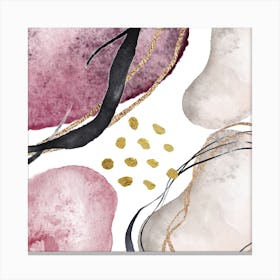 Gold And Pink Watercolor Painting Canvas Print