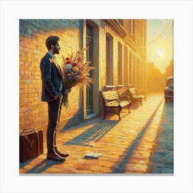 Man With Flowers 1 Canvas Print