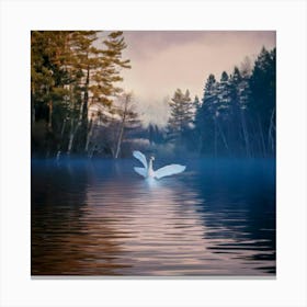 Firefly 8k, Top Quality, Fantastic, Scenery, Forest, Dense Fog, Sunset Light, Reddish Tinge, Center, (1) Canvas Print