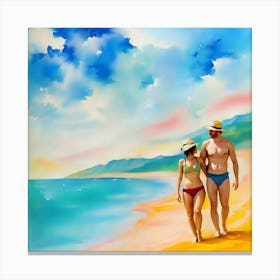 Couple On The Beach Canvas Print