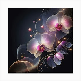 Orchids On A Black Background 1 Canvas Print