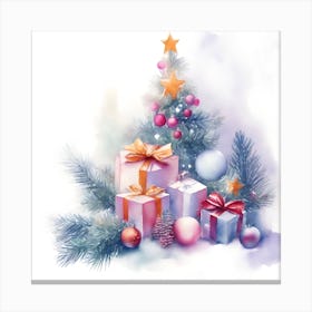 Watercolor Christmas Tree Canvas Print