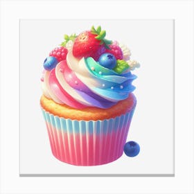 Cupcake With Berries Canvas Print