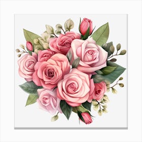 Bouquet Of Pink Roses 1 Canvas Print