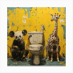 Giraffes In The Toilet Canvas Print