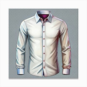 White Long Sleeved Dress Shirt With Red Buttons Canvas Print